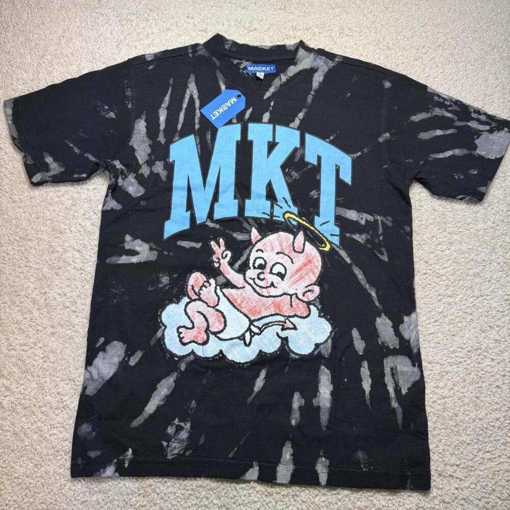 Market Lil Devil Cotton Black Tie Dye‎ T-Shirt SMALL NWT